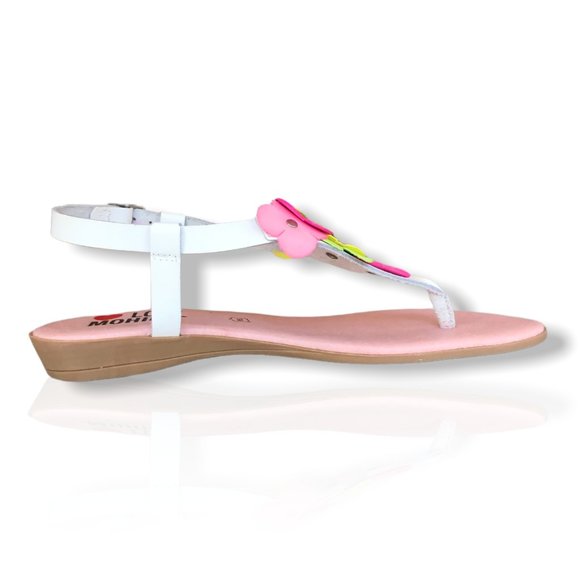 Super Comfy Boho Spanish Fuchsia Flower Leather Sandals - Picture 3 of 8